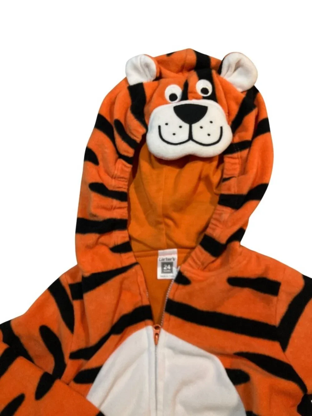 Carters Baby Tiger Costume 24 Months Orange Black Fleece Hooded Ears And Tail